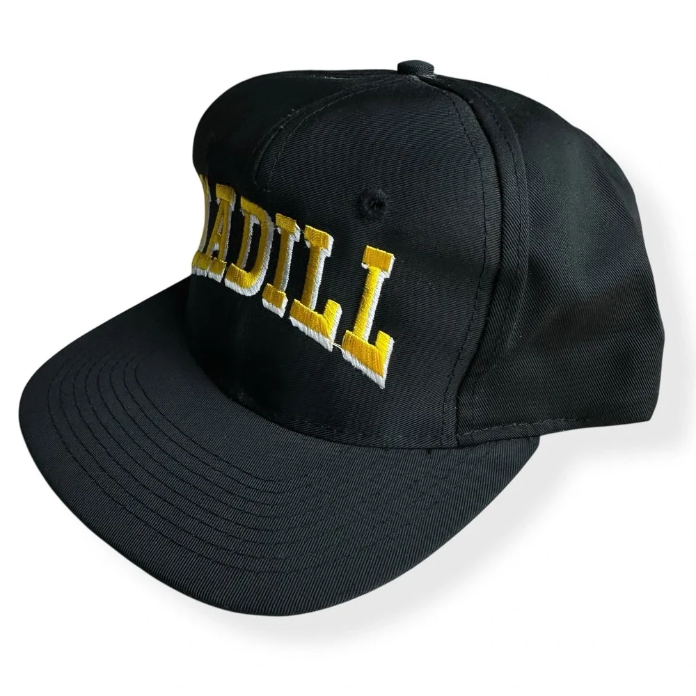 Vintage‎ 90's Madill Oklahoma Wildcats Embroidered Black Yellow Snapback Hat Cap